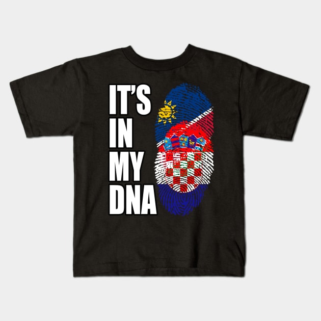 Croatian And Namibian Mix DNA Flag Heritage Kids T-Shirt by Just Rep It!!